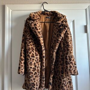 Leopard Print Faux Fur Coat